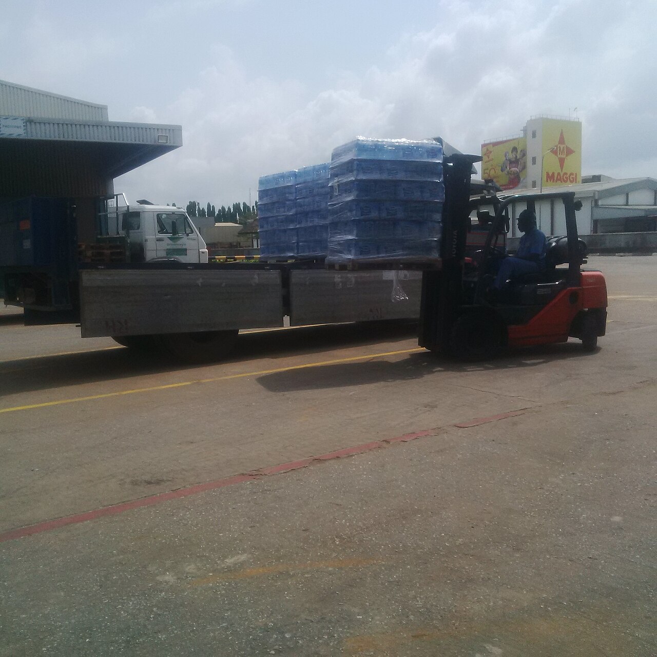 Operador de carretilla elevadora con carga de palés